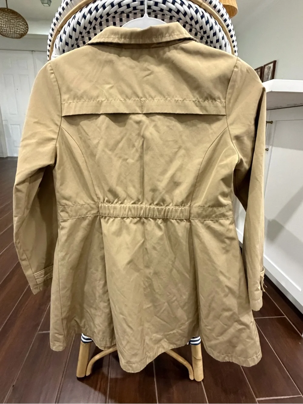 Cat & Jack Girls Khaki Trench Coat Jacket Tan Pink Lining Size L 10/12